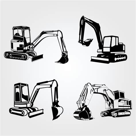 mini excavator silhouette with dirt pile|Mini Excavator Silhouette .